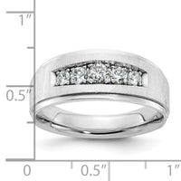 14k White Gold Polished and Brushed Five Stone Men's Ring Mounting-B58075