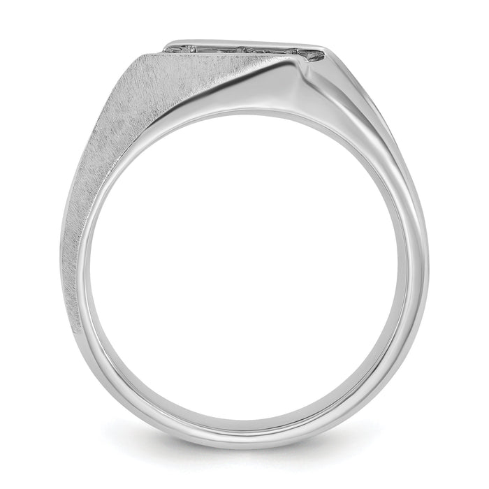 14k White Gold IBGoodman Men's Polished & Satin Diamond Ring-B58172