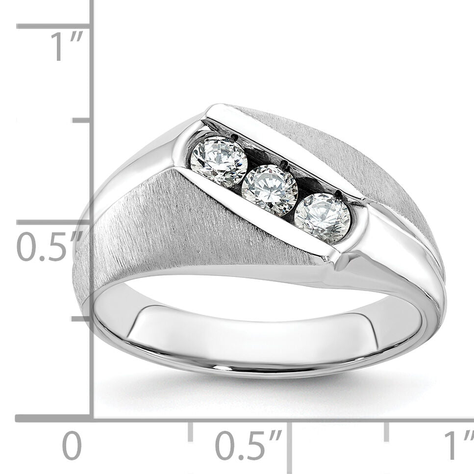 14k White Gold IBGoodman Men's Polished & Satin Diamond Ring-B58172