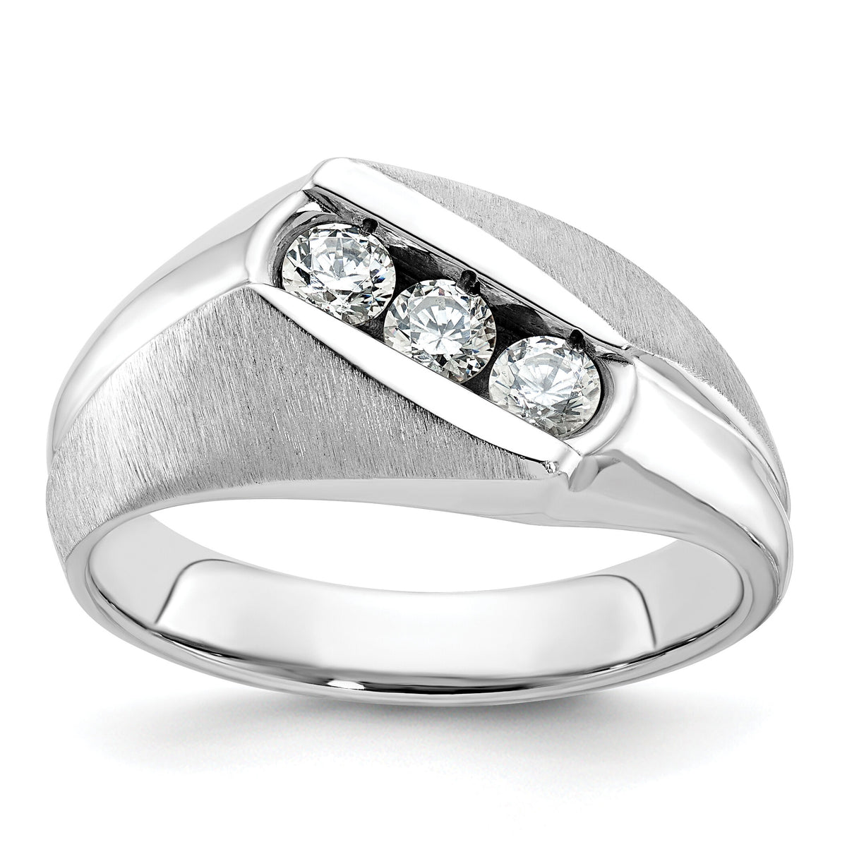 14k White Gold IBGoodman Men's Polished & Satin Diamond Ring-B58172