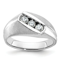 14k White Gold IBGoodman Men's Polished & Satin Diamond Ring-B58172