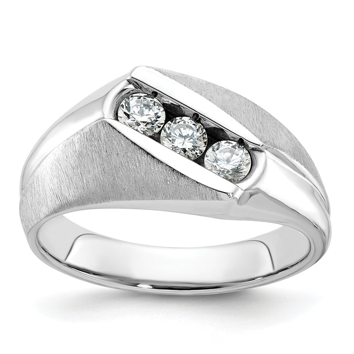 14k White Gold IBGoodman Men's Polished & Satin Diamond Ring-B58172