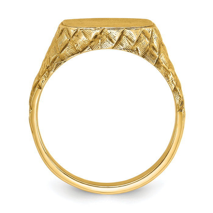 10k IBGoodman 13.5x15mm Men's Cushion Signet Ring-B58189