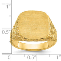 10k IBGoodman 13.5x15mm Men's Cushion Signet Ring-B58189