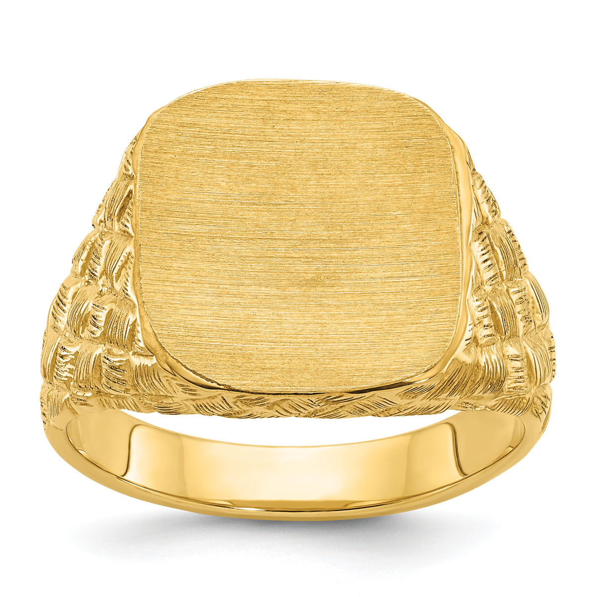 10k IBGoodman 13.5x15mm Men's Cushion Signet Ring-B58189