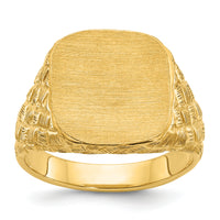 10k IBGoodman 13.5x15mm Men's Cushion Signet Ring-B58189