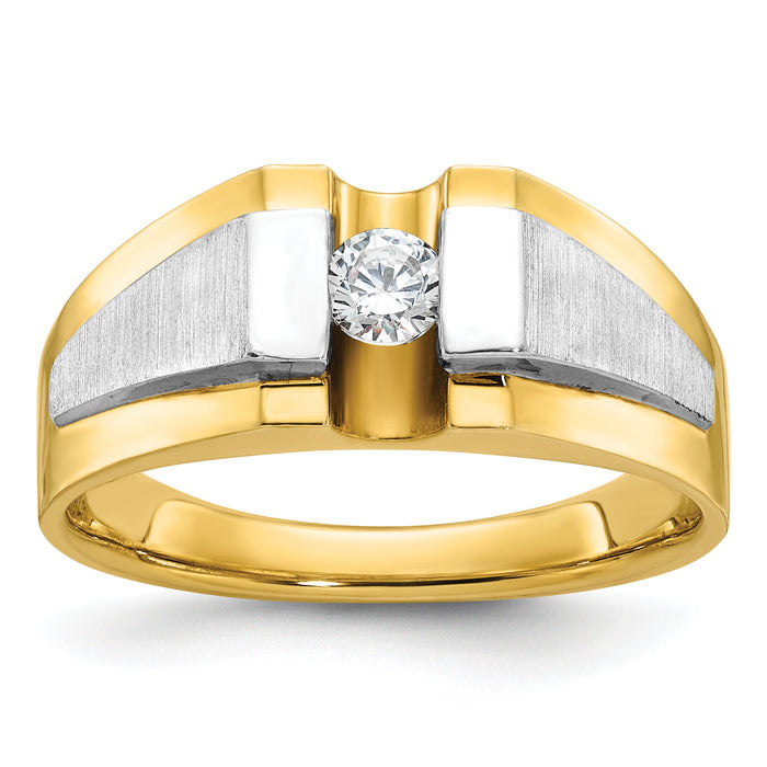 14k Two-tone 1/4 carat Lab Grown Diamond VS/SI+ G+ Complete Men's Ring-B58199-4YWLG