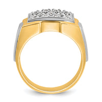 14k Two-tone IBGoodman Men's Polished and Satin Diamond Cluster Ring-B58219