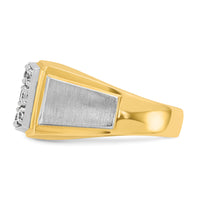 14k Two-tone IBGoodman Men's Polished and Satin Diamond Cluster Ring-B58219