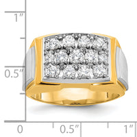 14k Two-tone IBGoodman Men's Polished and Satin Diamond Cluster Ring-B58219