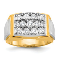 14k Two-tone IBGoodman Men's Polished and Satin Diamond Cluster Ring-B58219