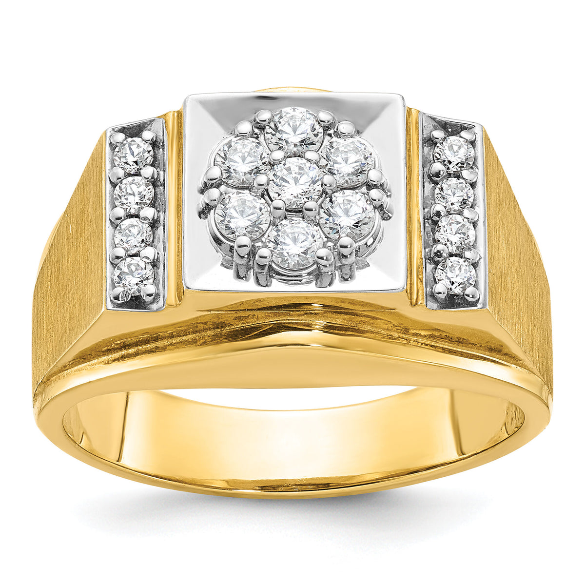 14k Two Tone 1/2 ct Lab Grown Diamond VS/SI+ G+ Men's Cluster Ring-B58225