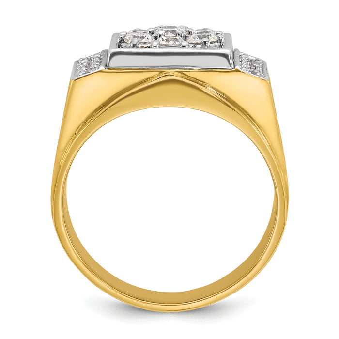 14k Two Tone 1 ct Lab Grown Diamond VS/SI+ G+ Men's Cluster Ring-B58226