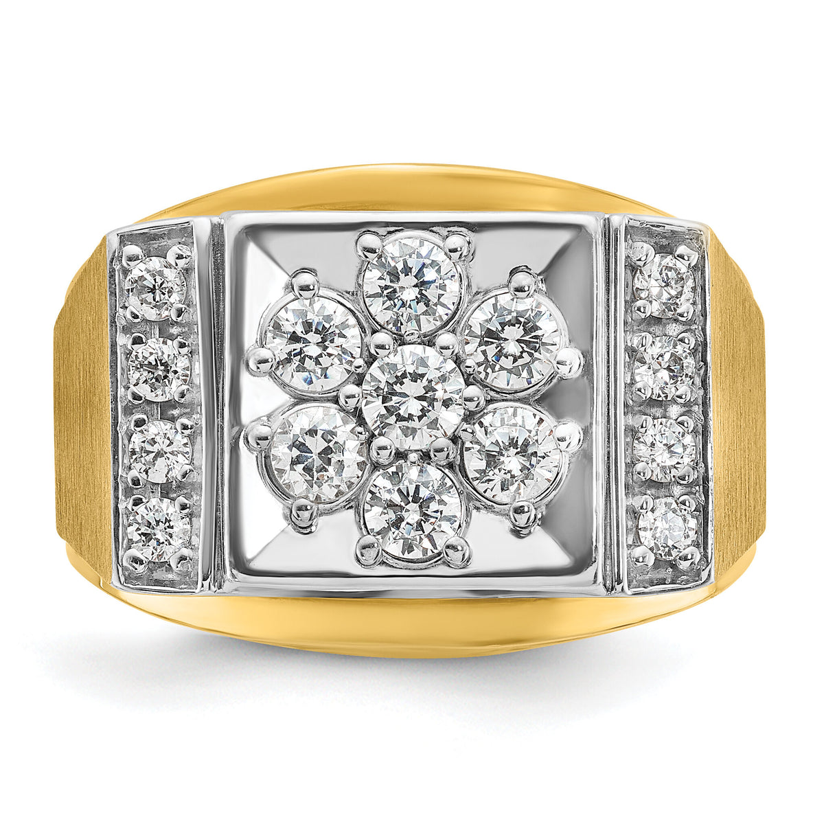 14k Two Tone 1 ct Lab Grown Diamond VS/SI+ G+ Men's Cluster Ring-B58226