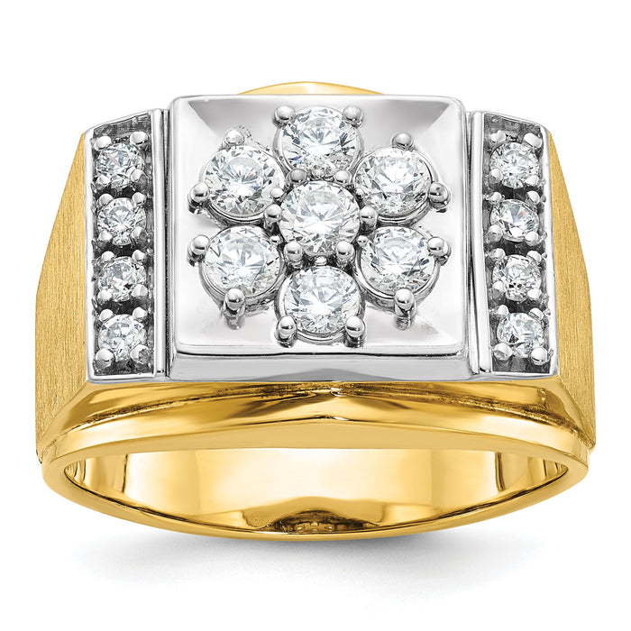 14k Two Tone 1 ct Lab Grown Diamond VS/SI+ G+ Men's Cluster Ring-B58226