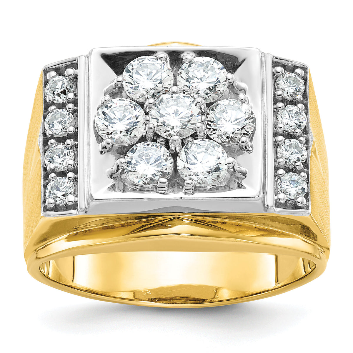 14k Two Tone 1 1/2 ct Lab Grown Diamond VS/SI+ G+ Men's Cluster Ring-B58227