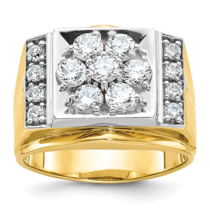 IBGoodman 14k Two-tone Men's Polished and Satin 1 1/2 Carat AA Quality Diamond Cluster Ring-B58227-4YWAA