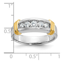 IBGoodman 14k Two-tone Men's Polished 5-Stone 1/2 Carat AA Quality Diamond Ring-B58264-4WYAA