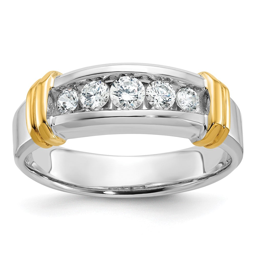 IBGoodman 14k Two-tone Men's Polished 5-Stone 1/2 Carat AA Quality Diamond Ring-B58264-4WYAA