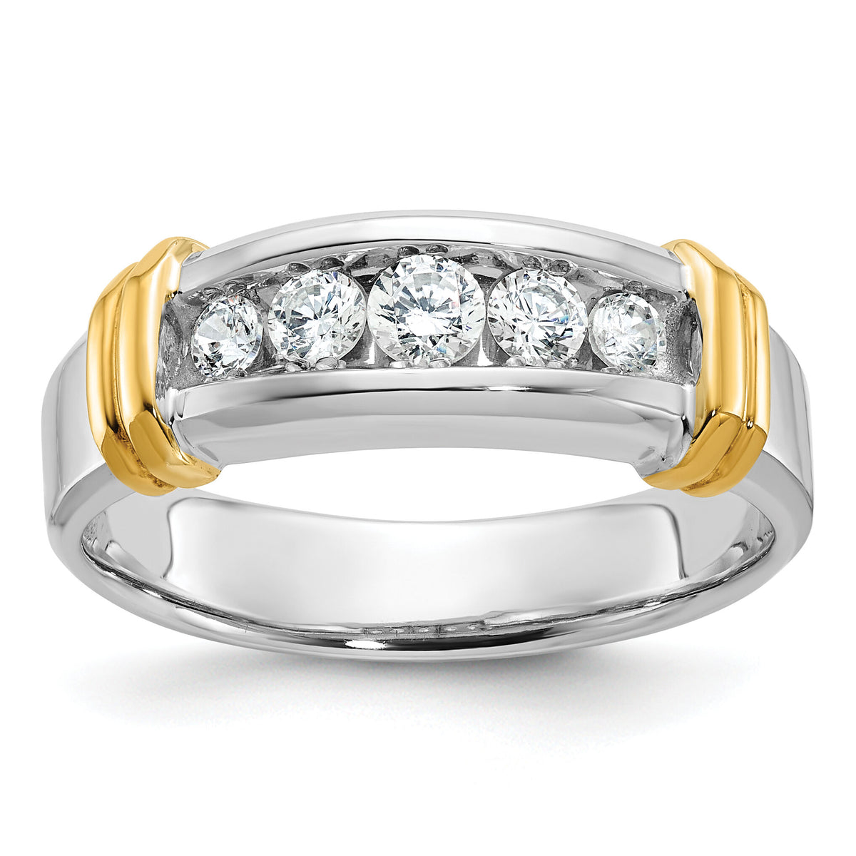 14k Two-tone 5 Stone Polished Men's Ring Mounting-B58264