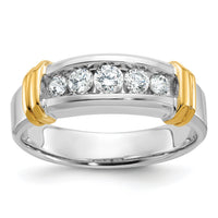 14k Two-tone 5 Stone Polished Men's Ring Mounting-B58264