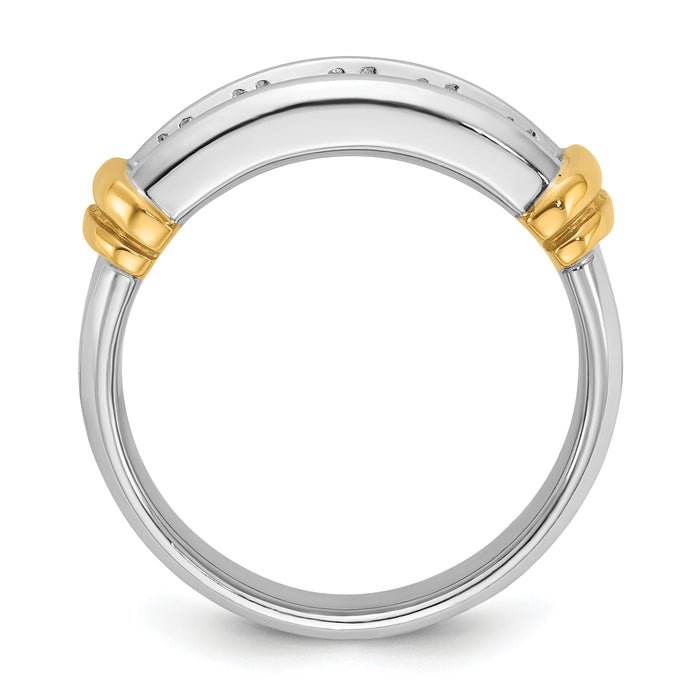 14ktt IBGoodman Men's Polished & Grooved 5-Stone Diamond Ring-B58266