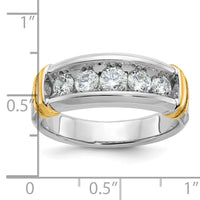 14ktt IBGoodman Men's Polished & Grooved 5-Stone Diamond Ring-B58266
