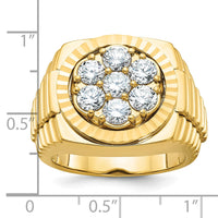 IBGoodman 14k Men's Polished Satin and Diamond-cut Round 2 Carat AA Quality Diamond Cluster Ring-B58290-4YAA