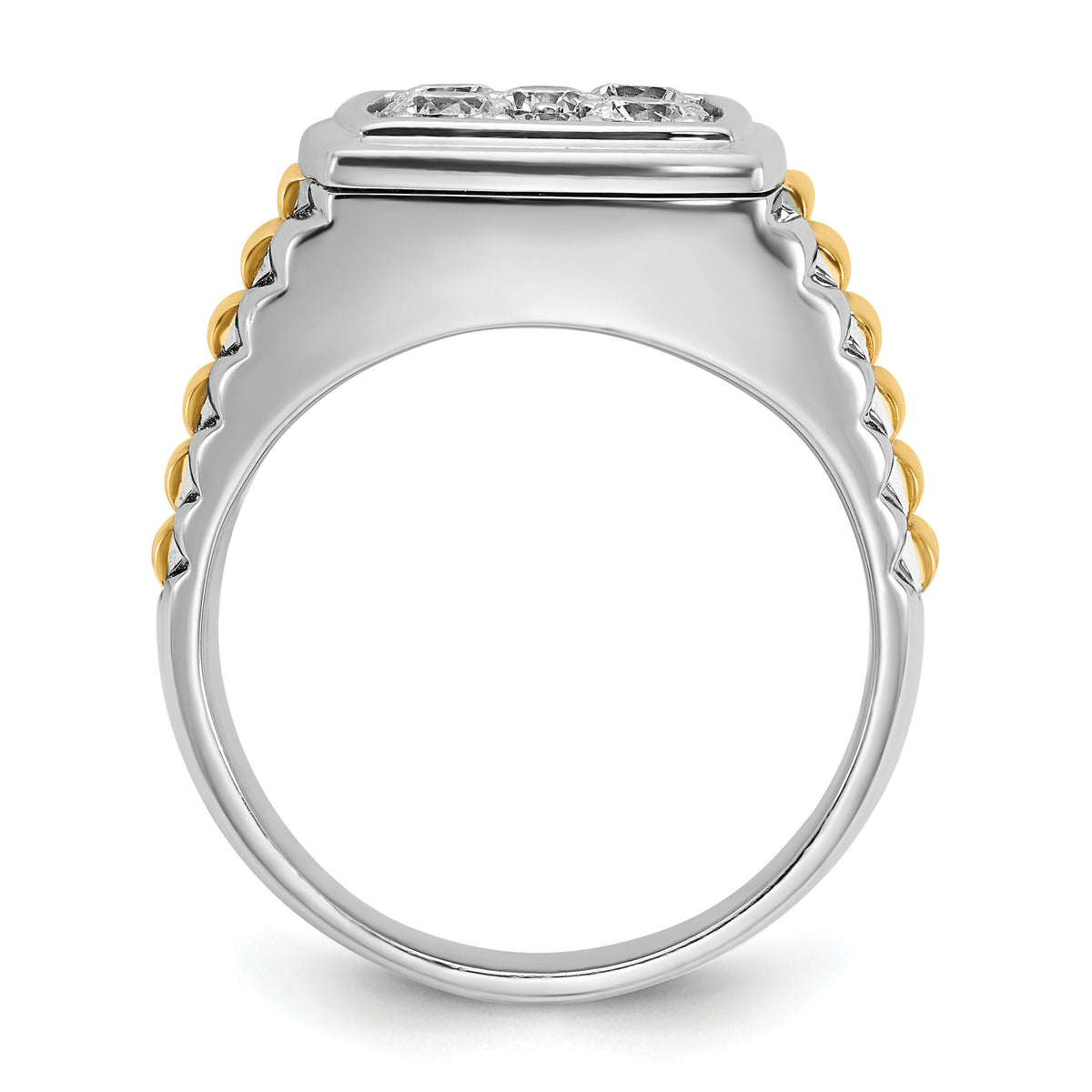 10ktt IBGoodman Men's Polished & Textured Diamond Cluster Ring-B58299