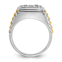 10ktt IBGoodman Men's Polished & Textured Diamond Cluster Ring-B58299