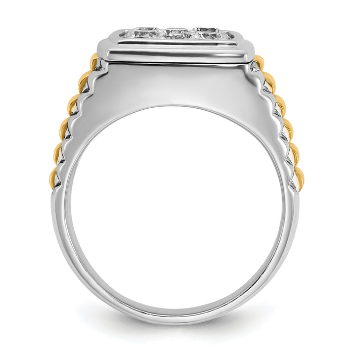 10ktt IBGoodman Men's Polished & Textured Diamond Cluster Ring-B58299