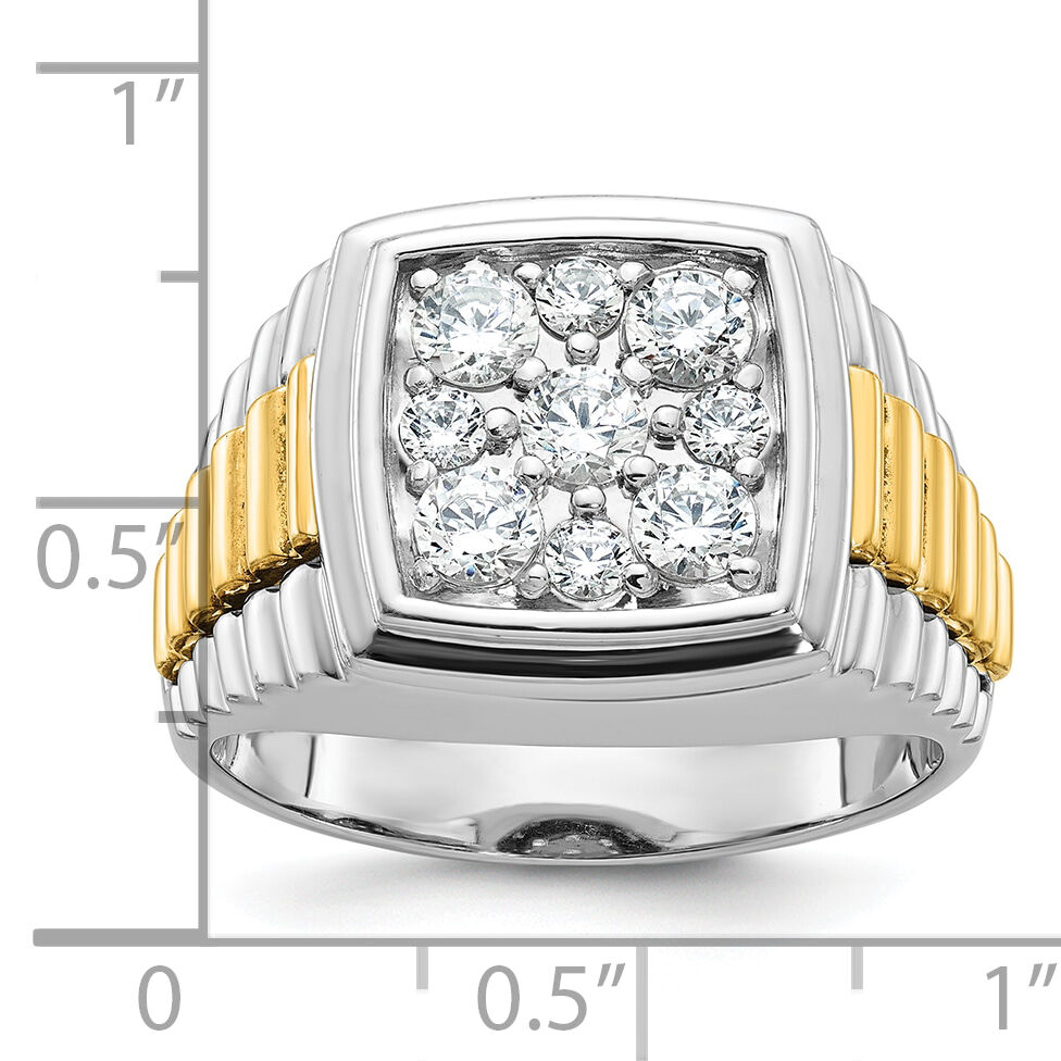 10ktt IBGoodman Men's Polished & Textured Diamond Cluster Ring-B58299