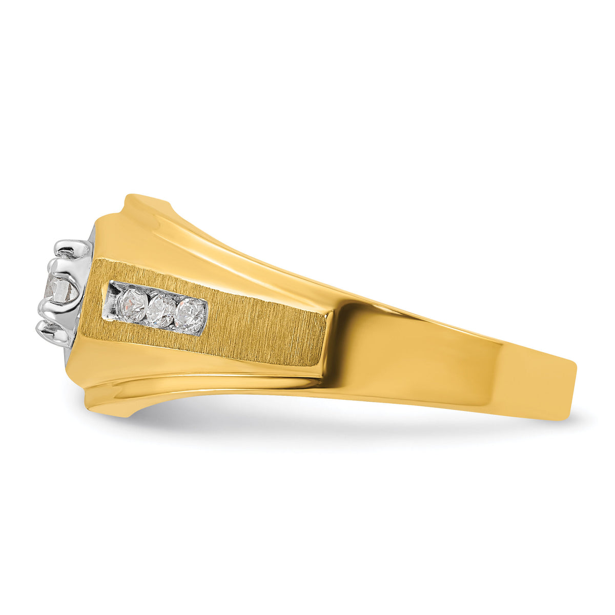 14k IBGoodman Men's Polished and Satin Diamond Complete Ring-B58307