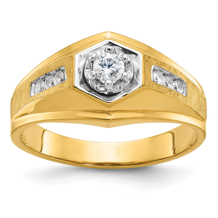14k IBGoodman Men's Polished and Satin Diamond Complete Ring-B58307