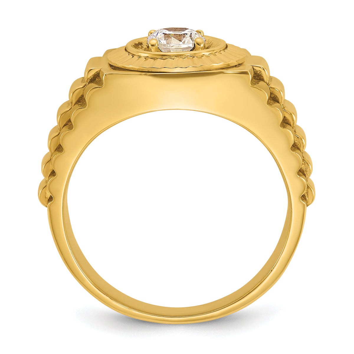 10k IBGoodman Men's Polished Satin and Textured Diamond Ring-B58332