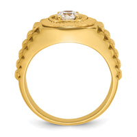 10k IBGoodman Men's Polished Satin and Textured Diamond Ring-B58332