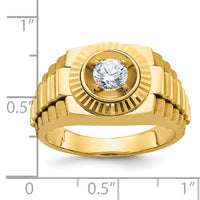 10k IBGoodman Men's Polished Satin and Textured Diamond Ring-B58332