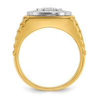 10k Two-tone IBGoodman Men's Polished Satin & Textured Ring Mounting-B58334