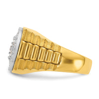 10k Two-tone IBGoodman Men's Polished Satin & Textured Ring Mounting-B58334