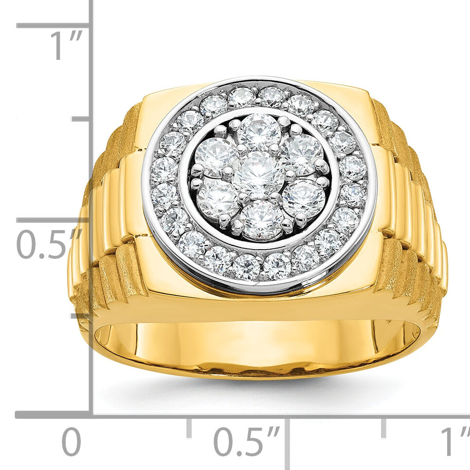 10k Two-tone IBGoodman Men's Polished Satin & Textured Ring Mounting-B58334