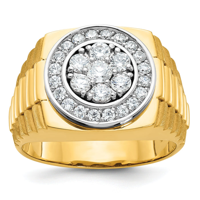 10k Two-tone IBGoodman Men's Polished Satin & Textured Ring Mounting-B58334