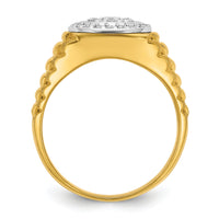 14k Two-Tone 1/2 ct Lab Grown Dia VS/SI+ G+ Comp Ribbed Men's Cluster Ring-B58335