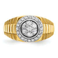 14k Two-Tone 1/2 ct Lab Grown Dia VS/SI+ G+ Comp Ribbed Men's Cluster Ring-B58335