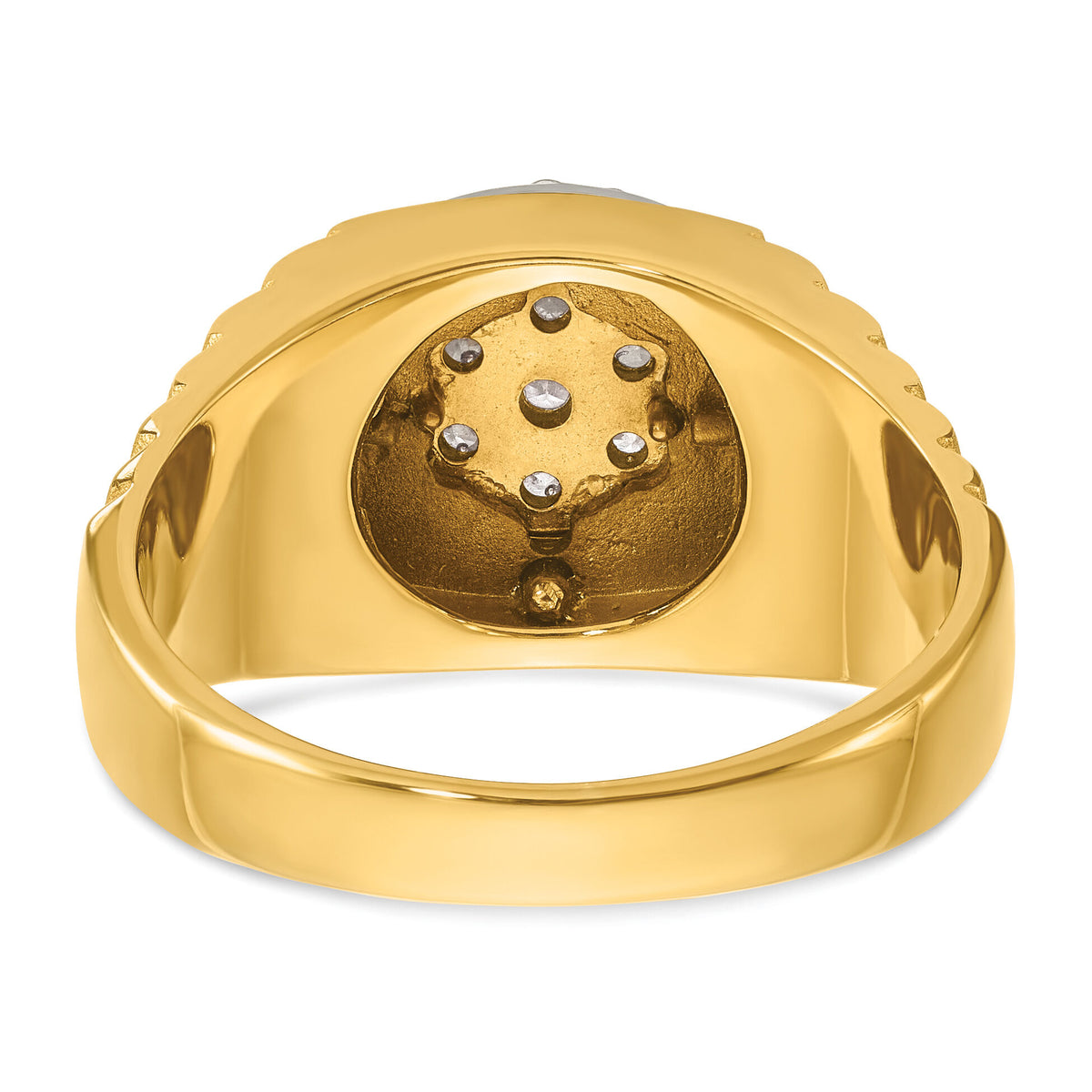 14k Two-Tone 1/2 ct Lab Grown Dia VS/SI+ G+ Comp Ribbed Men's Cluster Ring-B58335