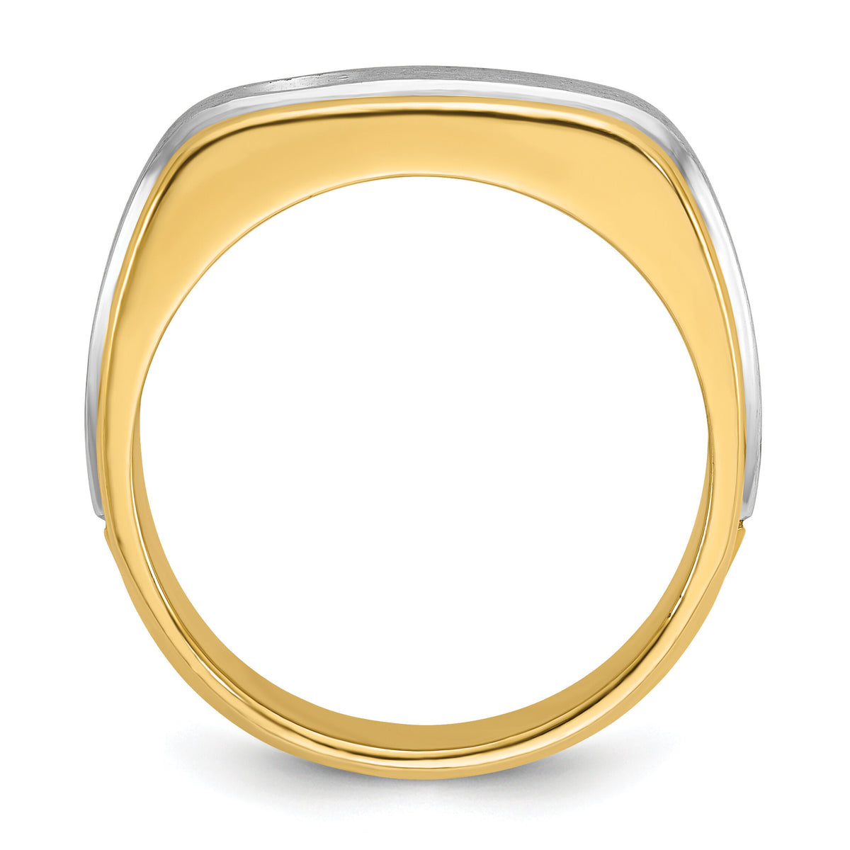 10k Two-tone IBGoodman Men's Polished and Satin Diamond Complete Ring-B58380