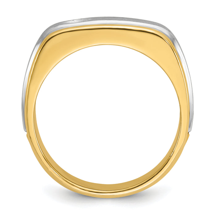 10k Two-tone IBGoodman Men's Polished and Satin Diamond Complete Ring-B58380
