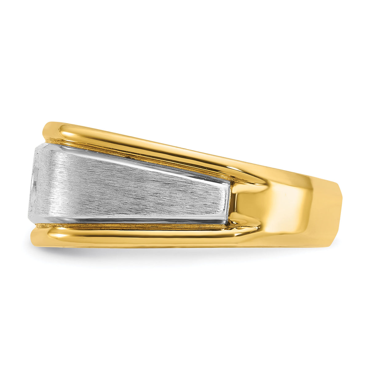 10k Two-tone IBGoodman Men's Polished and Satin Diamond Complete Ring-B58380