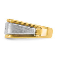 10k Two-tone IBGoodman Men's Polished and Satin Diamond Complete Ring-B58380