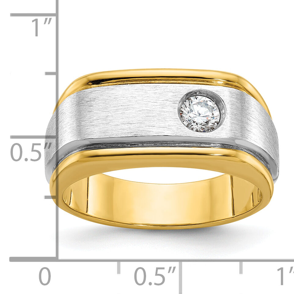 10k Two-tone IBGoodman Men's Polished and Satin Diamond Complete Ring-B58380