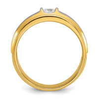 14k Two-tone IBGoodman Men's Polished and Satin Diamond Complete Ring-B58385
